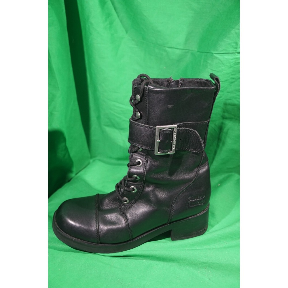 Harley Davidson Womens Jammie Combat Biker Riding Boots Black Leather Size 9.5M - Picture 8 of 9